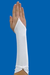 Brauthandschuhe Handschuhe fingerlose Armstulpen Hochzeit schlicht gerafft - Bild 1 von 1
