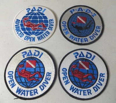 PADI LOT DIVER SCUBA DIVE PATCHES 4" ADVANCED OPEN WATER black LOT C