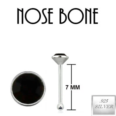 Anillo de hueso de nariz de plata de ley 925 perno 1 mm 1,5 mm 2 mm 2,5 mm circonita 22 G comodidad superior Foto 1 de 3