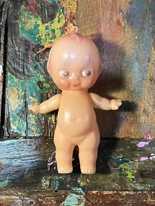 Vtg 5" 12cm KEWPIE DOLL CELLULOID Made HongKong Jointed Arms hook Xmas Tree Gift - Foto 1 di 3