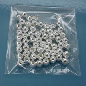 60 espaciadores de cuentas redondas lisas sin costuras de plata esterlina 4 mm #33049 - Imagen 1 de 2