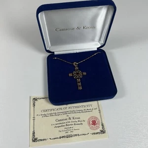 Camrose & Kross Jacqueline Kennedy Simulated RUBY GOLD CROSS Pendant Necklace - Picture 1 of 6