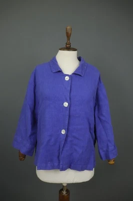 OSKA Blue 100% Linen Long Sleeve Collared Button Front Basic Jacket Size 2 - Image 1 of 4
