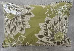 Rare Retired Mackenzie Childs Embordered Chartreuse Dahlia Lumbar Garden Pillow - Picture 1 of 5