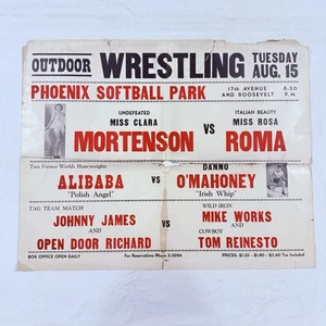 1940er Pro Wrestling Original Poster 22x28 Clara Mortenson - Alibaba - O’Mahoney - Bild 1 von 9