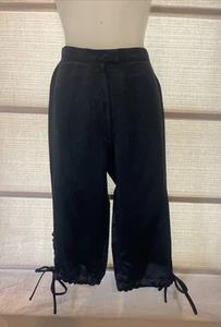 RARO Chloe nero raso vita alta crop pantaloni cargo ~ Bttns/bow coulisse gamba ~ FR44 - Foto 1 di 7