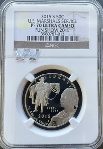 2015 S 50C U.S. Marshals Service Fun Show 2015 Proof 70 Ultra Cameo - Picture 1 of 2