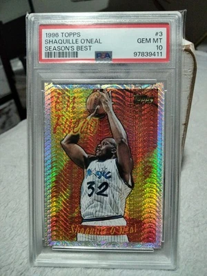 1996-97 Topps Seasons Best EN FUEGO Shaquille Oneal #3, PSA Gem Estado perfeito 10 - Imagem 1 de 2
