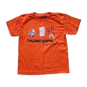 Rock Paper Scissors Challenge Accepted T shirt Child L Orange Urban Pipeline - Picture 1 of 8