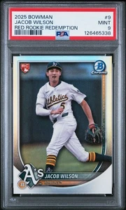 Jacob Wilson 2025 Bowman #9 Red Rookie Redemption PSA 9, envío gratuito - Imagen 1 de 2