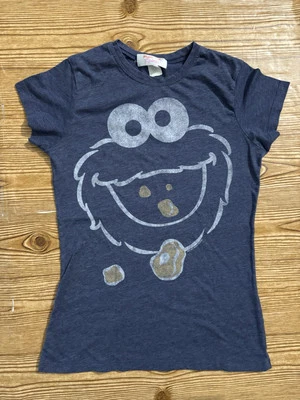 Mighty Fine Sesame Street Cookie Monster  Blue Gray Slim T-shirt Women’s XL - Image 1 of 4