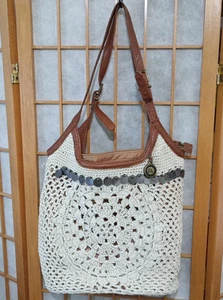 The Sak Heritage Hobo Schultertasche Leder Häkel Handtasche 2015 Braun Vintage Bag - Bild 1 von 16