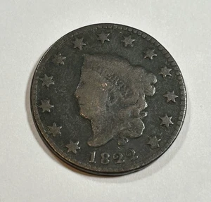 1822 Matron Coronet Head Large Cent US Copper Coin Nice Grade - Picture 1 of 2