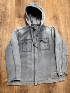 Carhartt Fargo Jacket Zip Midweight Canvas Quilt Lined Faded Gray Hood Womens XL - Picture 1 of 10