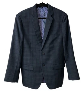 Giacca blazer Rajah personalizzata design lusso lana marina a quadri foderata lilla taglia M - Foto 1 di 19