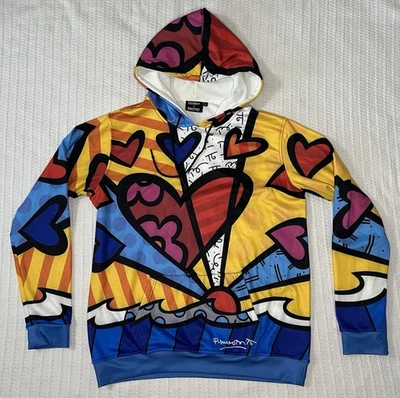 Fresh Hoods By Britto Hombres Sudadera con Capucha AOP Nuevo Día Corazón Forrado Vellón LG 23” X 29” Foto 1 de 4
