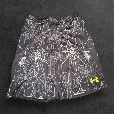 Under Armour Youth Large Shorts Black Spider Web Print Athletic Loose Fit - Image 1 of 4