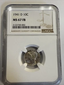 1941 - D  MERCURY DIME NGC MS-67 FB - Picture 1 of 4