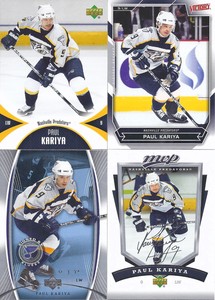 Paul Kariya 2006-07 UD Mini-Jersey 2007-08 Upper Deck Trilogy, Victory & MVP (4)
