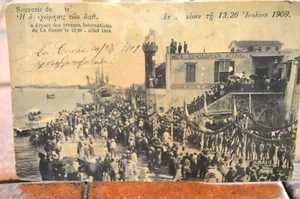 ANTICA CARTOLINA GRECIA CRETA CHANIA PARTENZA TRUPPE INTERNAZIONALI 1909 - Foto 1 di 8