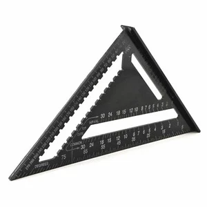 12" Aluminium Speed Square Black Measuring Rafter Roofing Triangle Joinery TE939 - Picture 1 of 2