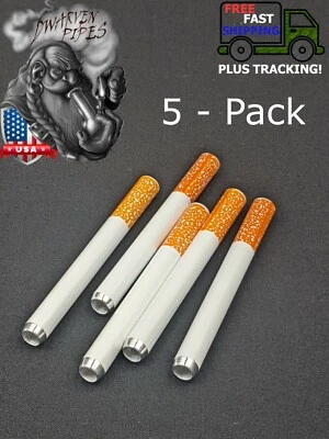 5 Pack: 3" One Hitter Tobacco Smoking Pipe Metal 003 - Image 1 of 4