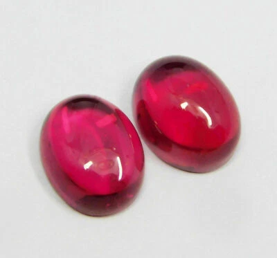 Natural EGL Certified Cabochon 6 Ct Red Earring's Pair Burma Ruby Loose Gemstone - Image 1 of 4