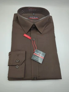 Camicia maniche lunghe Marvelos colletto taglia XL 44 BODY FIT struttura marrone art. 75122428 - Foto 1 di 5