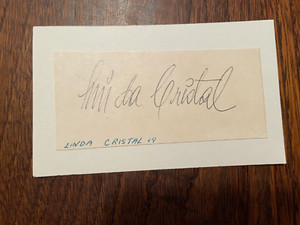 1969 LINDA CRISTAL ARGENTINE ACTRESS SIGNED CUT ON INDEX CARD