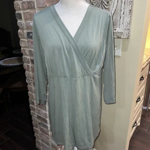 Christopher & Banks Bluse Damen Größe L 3/4 Arm Grün Polyester Elastin - Bild 1 von 11