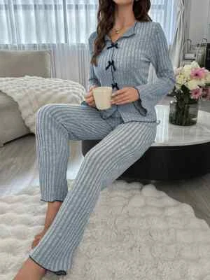 Damen Schlafanzug Winter Pyjama Fleece Kuschelig Flauschig Warm Weich Set - Bild 1 von 4