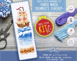 Santa María, Columbus's flagship - Counted cross stitch bookmark kit La Gallega - Picture 1 of 9