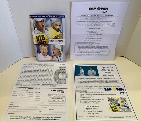 2006 SAP OPEN Tennis Brochure for Tickets Roddick Blake McEnroe Hewitt Murray Cover