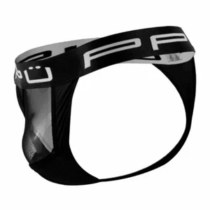 PPU Men's Thong See Through Fabric Transparent Black 1803 MX3 - Picture 1 of 5