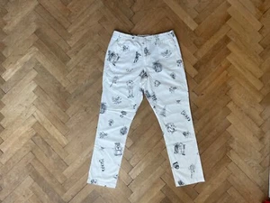 Polo Ralph Lauren Tiger Varsity Full Print White Casual Pants L - Picture 1 of 11
