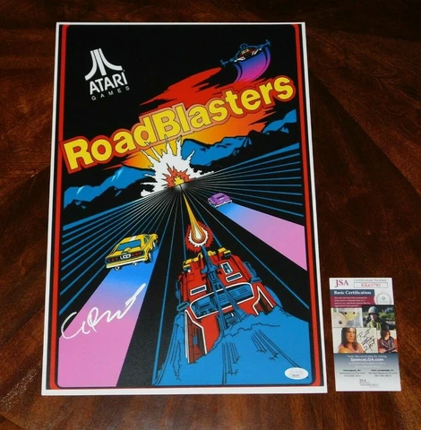 RARE NOLAN BUSHNELL ATARI FOUNDER SIGNED 12X18 ROADBLASTERS POSTER JSA COA!!! Cover