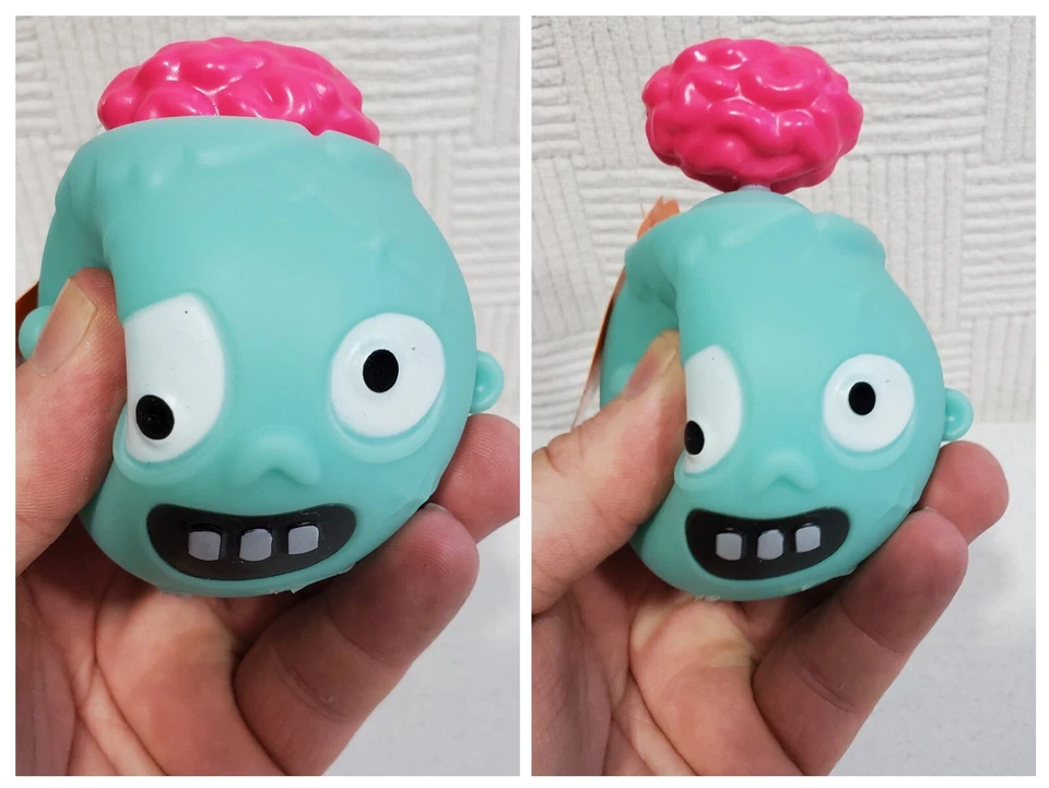 Zombie Squishy Halloween Squeeze Head Bopper Toy brain explodes pops out New - Image 1 of 4