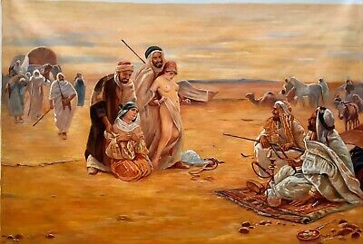Scene Orientaliste Tableau Peinture Huile Sur Toile / Arab Painting On Canvas • 309.61€