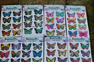 1 Pack of 8 Large Wall Decor Butterflies - 10cm x 7cm - Picture 1 of 15