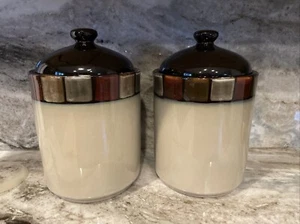 Set Of 2 Pfaltzgraff Taos Extra Large Canisters & Lids W Gaskets 10 3/4 in Tall - Picture 1 of 6