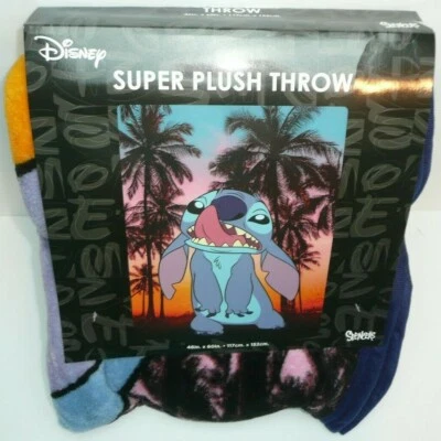Lilo & Stitch Super Plush Throw Blanket Disney Ohana Tongue Licking Beach Scene - Image 1 of 4