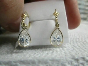 1.20 CT Pear Cut Lab-Created Diamond Drop/Dangle Earrings 14k Yellow Gold Plated - Picture 1 of 4
