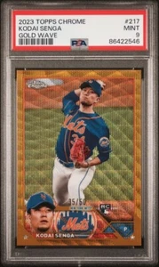 2023 Topps Chrome #/50 Gold Wave Refractor RC #217 Kodai Senga Mint PSA 9 - Picture 1 of 2