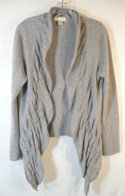 SUÉTER KENAR c Mujer 100% Cachemir Gris Asimétrico Frente Abierto Foto 1 de 4