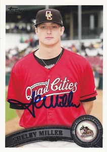 SHELBY MILLER QUAD CITIES RIVER BANDITS SIGNED CARD ST LOUIS CARDINALS BREWERS - Picture 1 of 1
