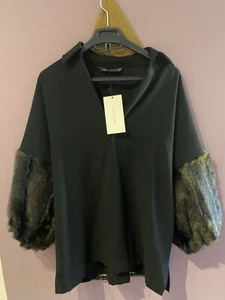 ZARA Fur Cuff Blouse Size XS - Picture 1 of 6