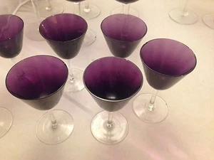 5 WINE GLASSES CRYSTAL AMETHYST STEMWARE PURPLE 4 3/4" T - Picture 1 of 10