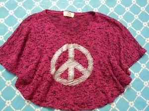 l.e.i. Girls Top Cropped Sweater Size 6 Short Sleeve Pink Black - Picture 1 of 7