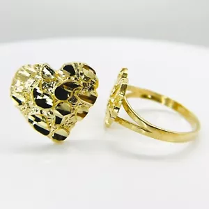 10 Karat massiver Gold Nugget Herz Liebe Ring für Frauen Mädchen - Bild 1 von 7