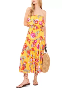 Maxi vestido para mujer 1.state sin tirantes en capas amarillo talla M 4836 - Imagen 1 de 1